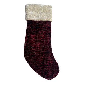 Luxurious Burgundy Velvet Christmas Stocking With White Plush Cuff 18”